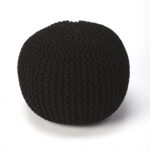 Cool Black Woven Pouf Ottoman