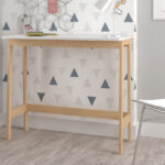 Modern Natural and White Narrow Table Desk