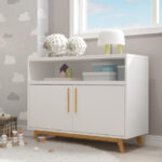 Modern White and Natural Two Door Console Table