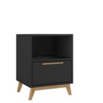 Modern Black and Natural Flair Night Stand