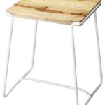 Sleek Wood and White Metal Counter Stool