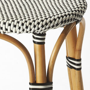 Brown and White Rattan Counter Stool