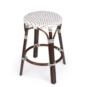 Brown and White Rattan Counter Stool