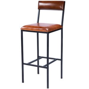 Brown and White Rattan Counter Stool