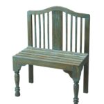Antiqued Blue Solid Wood Bench