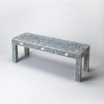 Blue and Ivory Bone Inlay Bench