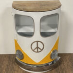 Metal  Mango Wood Yellow Bed Side Table
