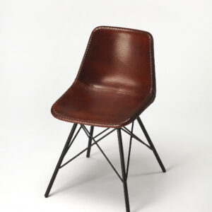 Glam Espresso Brown and Chrome Tufted Leather Armchair