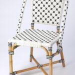 Indoor Outdoor Black and White Rattan Dining Chair