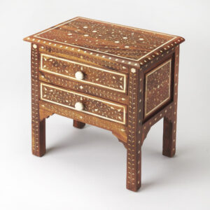 White and Gold Moroccan Dynasty Three Door Accent Cabinet