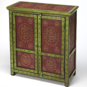 Contemporary Mirrored Circle Double Door Bar Cabinet