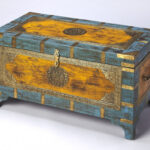 Hand Painted Brass Inlay Storage Trunk