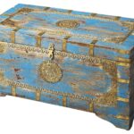 Traditional Hand Painted Brass Inlay Storage Trunk