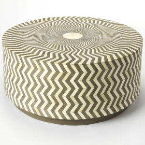 White on Gold Faux Marble Round Coffee Table