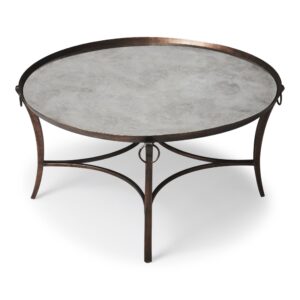 Round Mable and Iron Geometric Coffee Table