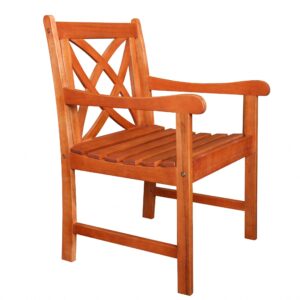 Brown Patio Armchair with Cross Back Design