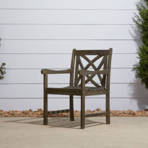 Distressed Dining Armchair with Decorative Back