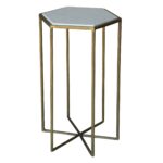 Geometric Gold and White Marble Side Table