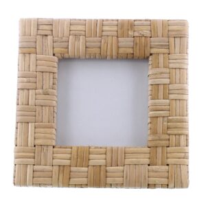 Brown Woven Leather Counter Stool