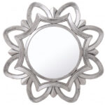 Silver Glass Round Sunburst Mirror