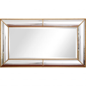Antiqued Brushed Brass Rectangular Wall Mirror