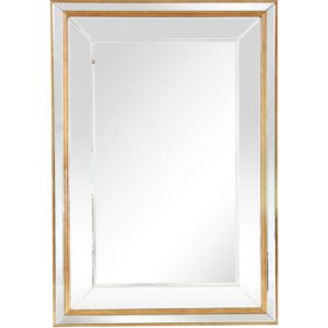 Antiqued Brushed Brass Rectangular Wall Mirror