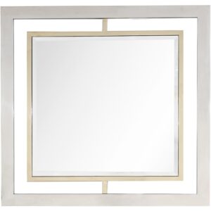Antiqued Brushed Brass Rectangular Wall Mirror