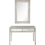 Antiqued Silver Finish Mirror and Console Table