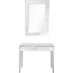 Silver Striped Mirror and Console Table