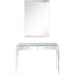 Rectangular Striped Falling Mirror and Console Table