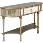 Antiqued Gold Demilune Console Table