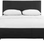 Black Upholstered Queen Platform Bed