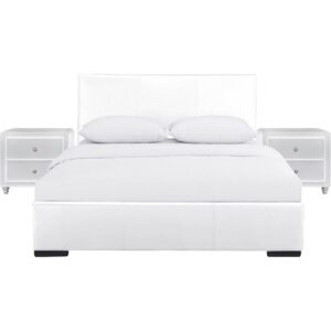 White Upholstered 2 Drawer Nightstand