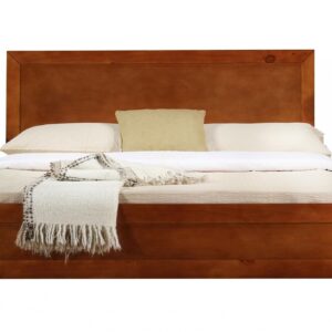 Beige Upholstered Full Platform Bed