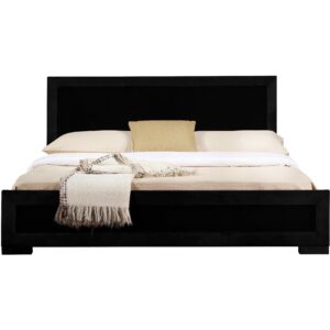 Black Upholstered Twin Platform Bed with Nightstand