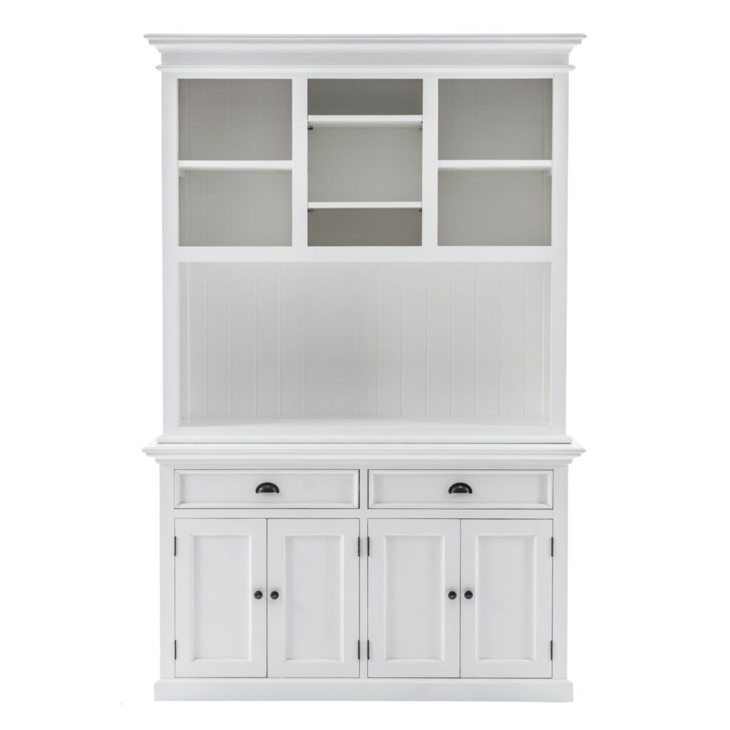 Classic White Buffet Hutch Unit with 2 Adjustable Shelves