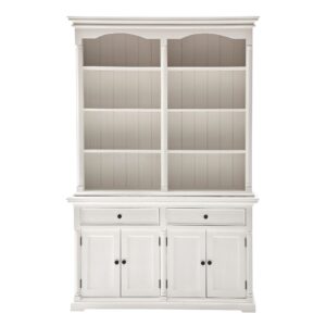 White Twin Over Twin Size Bed with Shelves and Drawers