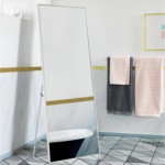 White Framed Wall Mirror with Stand