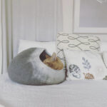 Grey and White Cat Cave Bed