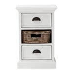Classic White Two Drawer Nightstand Unit with Basket