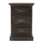 Black Wash Three Drawer Nightstand