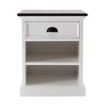 Distressed White and Deep Brown Nightstand With Shelves