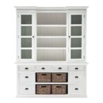 Classic White Library Hutch with Basket Set