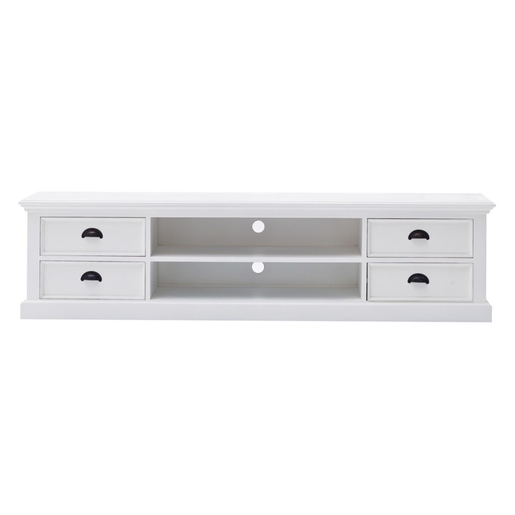 71″ Classic White Entertainment Unit with Four Drawers