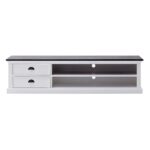 71″ Classic White and Black Entertainment Unit with Two Drawers