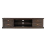 71″ Black Wash Wood Entertainment Unit with Four Drawers