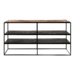 44″ Modern Rustic Wood and Black Metal Open TV Stand