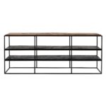 55″ Modern Rustic Wood and Black Metal Open TV Stand