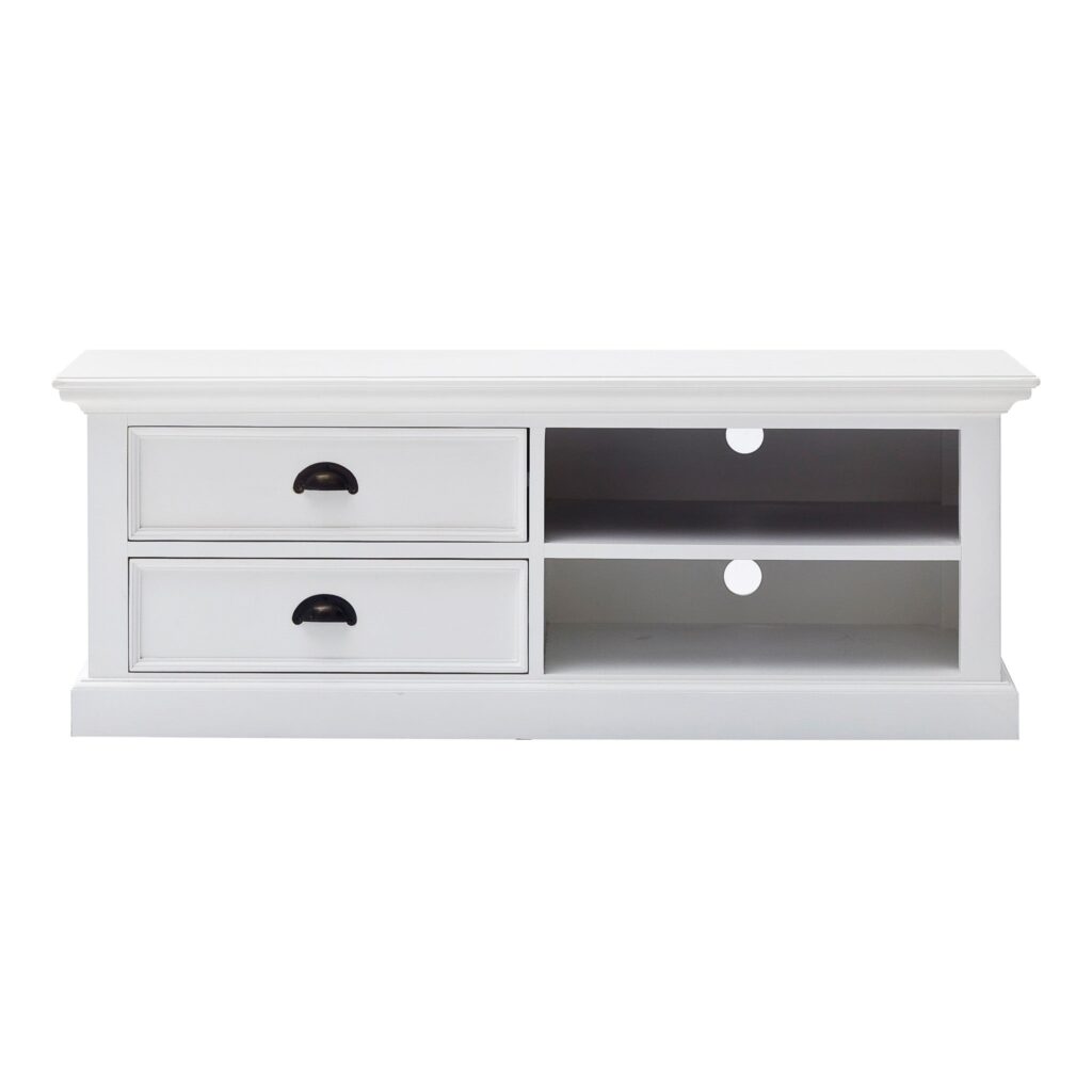 47″ Classic White Entertainment Unit with Two Drawers