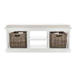 Classic White Bench and Basket Set